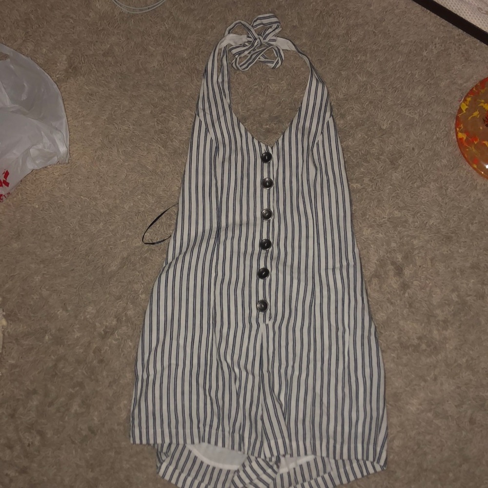Striped button up ROMPER